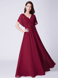 V Neck Long Chiffon Formal Evening Dresses