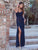 A Line V Neck Long Gillter Formal Evening Dress With Side Split