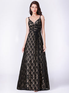 Empire-Waist Long Lace Formal Evening Dress