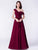 Long Burgundy Off Shoulder Chiffon Bridesmaid Dress