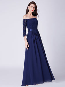 Off Shoulder Lace Bridesmaid Dress With Sleeves