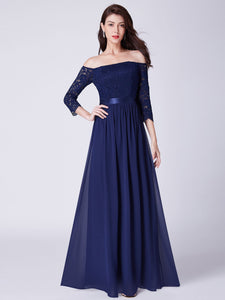 Off Shoulder Lace Bridesmaid Dress With Sleeves