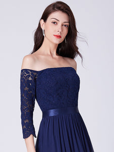 Off Shoulder Lace Bridesmaid Dress With Sleeves