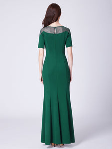 Ever Pretty Long O-Neck Short-Sleeve Formal Evening Dress With Split