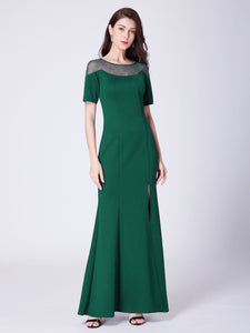 Ever Pretty Long O-Neck Short-Sleeve Formal Evening Dress With Split