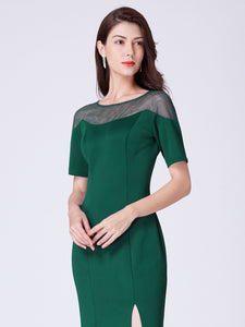 Ever Pretty Long O-Neck Short-Sleeve Formal Evening Dress With Split