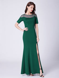 Ever Pretty Long O-Neck Short-Sleeve Formal Evening Dress With Split