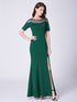 Ever Pretty Long O-Neck Short-Sleeve Formal Evening Dress With Split