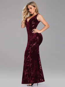 Deep V Neck Sleeveless Sequin Dress