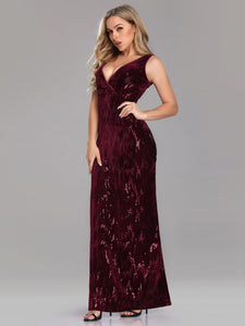 Deep V Neck Sleeveless Sequin Dress