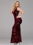 Deep V Neck Sleeveless Sequin Dress