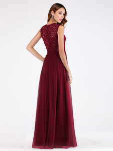 V Neck Hollow Out Long Bridesmaid