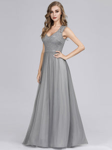 V Neck Hollow Out Long Bridesmaid