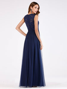 V Neck Hollow Out Long Bridesmaid