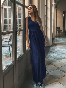 V Neck Hollow Out Long Bridesmaid