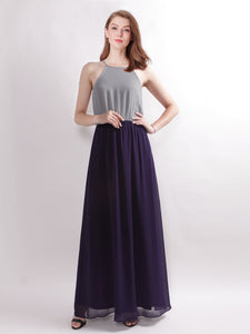 Ever Pretty  Fhion Contrt Color Floor Length Evening Party Dress