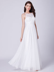 A Line Halter Long Wedding Party Dress F