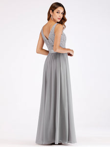 Fhion V Neck Sleeveless Long Evening Party Dress