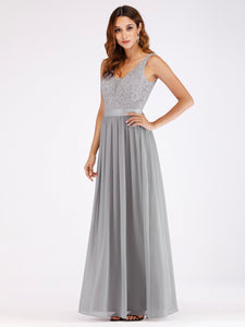 Fhion V Neck Sleeveless Long Evening Party Dress