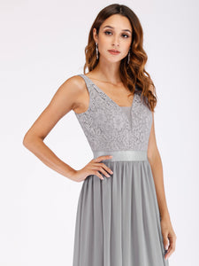 Fhion V Neck Sleeveless Long Evening Party Dress