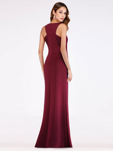 Burgundy Little Mermaid V Neck Long Formal Evening Dress