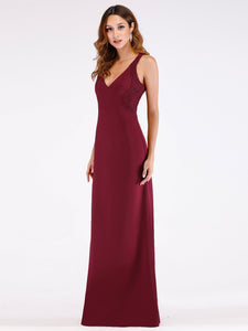 Burgundy Little Mermaid V Neck Long Formal Evening Dress