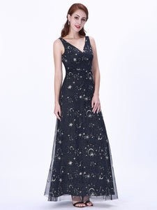 Fhion V Neck Long Evening Party Dress