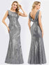 Round Neck Sleeveless Sequin Evening Dress