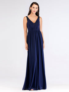 Deep V Neck Sleeveless Evening Bridesmaid Dress