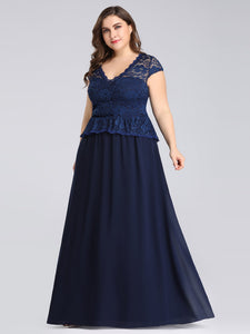 Lace V-Necklinen Evening Dress