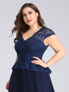 Lace V-Necklinen Evening Dress