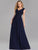 Fhion V neck Lace Sleeveless Long Evening Party Dress