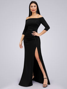 Fhion Strless  Sleeve Split Long Cocktail Dresses F