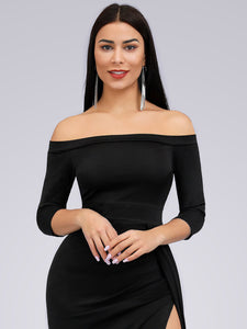 Fhion Strless  Sleeve Split Long Cocktail Dresses F