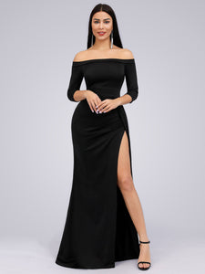 Fhion Strless  Sleeve Split Long Cocktail Dresses F