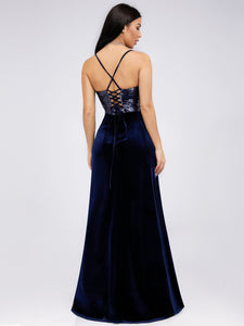 Fhion Paillette Sleeveless Long Evening Party Dress