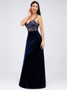 Fhion Paillette Sleeveless Long Evening Party Dress