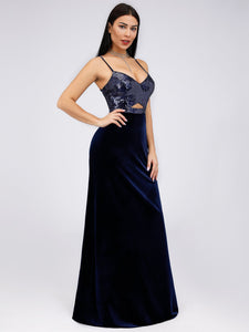 Fhion Paillette Sleeveless Long Evening Party Dress