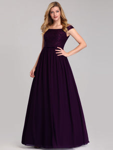 A-Line Off Shoulder Floor-Length Bridesmaid Dress