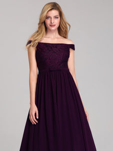 A-Line Off Shoulder Floor-Length Bridesmaid Dress