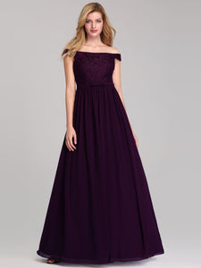 A-Line Off Shoulder Floor-Length Bridesmaid Dress