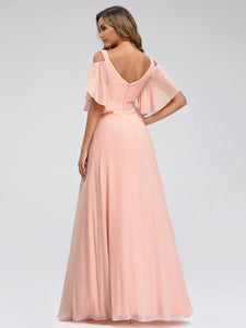 A-Line Off Shoulder Floor Length Bridesmaid Dress