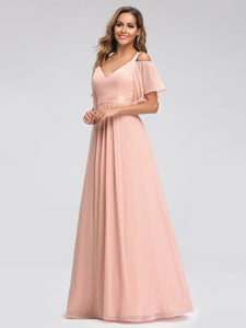 A-Line Off Shoulder Floor Length Bridesmaid Dress