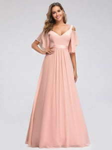 A-Line Off Shoulder Floor Length Bridesmaid Dress