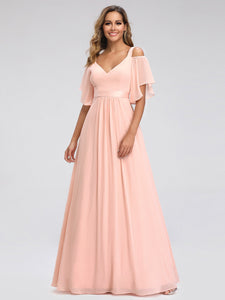 A-Line Off Shoulder Floor Length Bridesmaid Dress