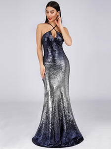 Hollow Out Sleeveless Sequins Bodycon Evening Dresses