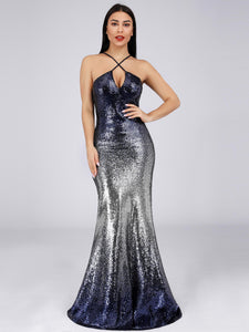 Hollow Out Sleeveless Sequins Bodycon Evening Dresses