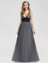 A-Line Deep V-Neck Evening Party Maxi Dress