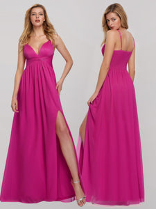 V-Neck Spaghetti Straps Evening Party Maxi Dresses