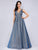 V Neck Maxi Long Shiny Prom Dresses for  F